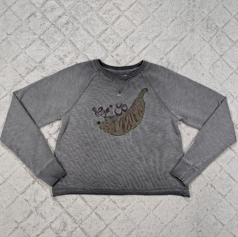 Anthropologie Saturday Sunday Sweatshirt Women's S Gray Burnout Let's Go Bananas